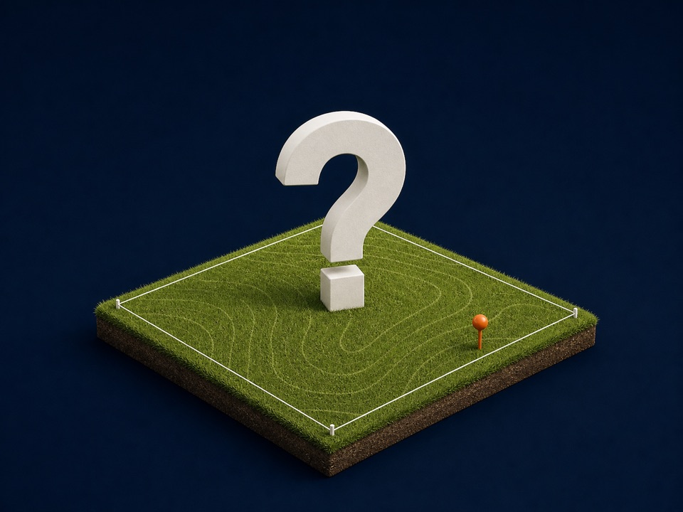 Question mark on a surveyed grass site
